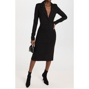 Gauge81 Moata Black Long Sleeve Blazer Dress Midi Ruched Waist Size S NEW